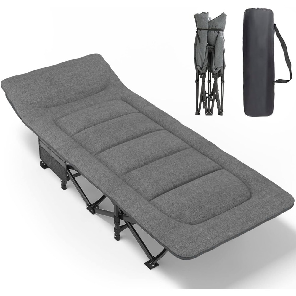 campingbett feldbett  , faltbar gästebett bis 200 kg für, indoor, outdoor, strand und garten (grau)