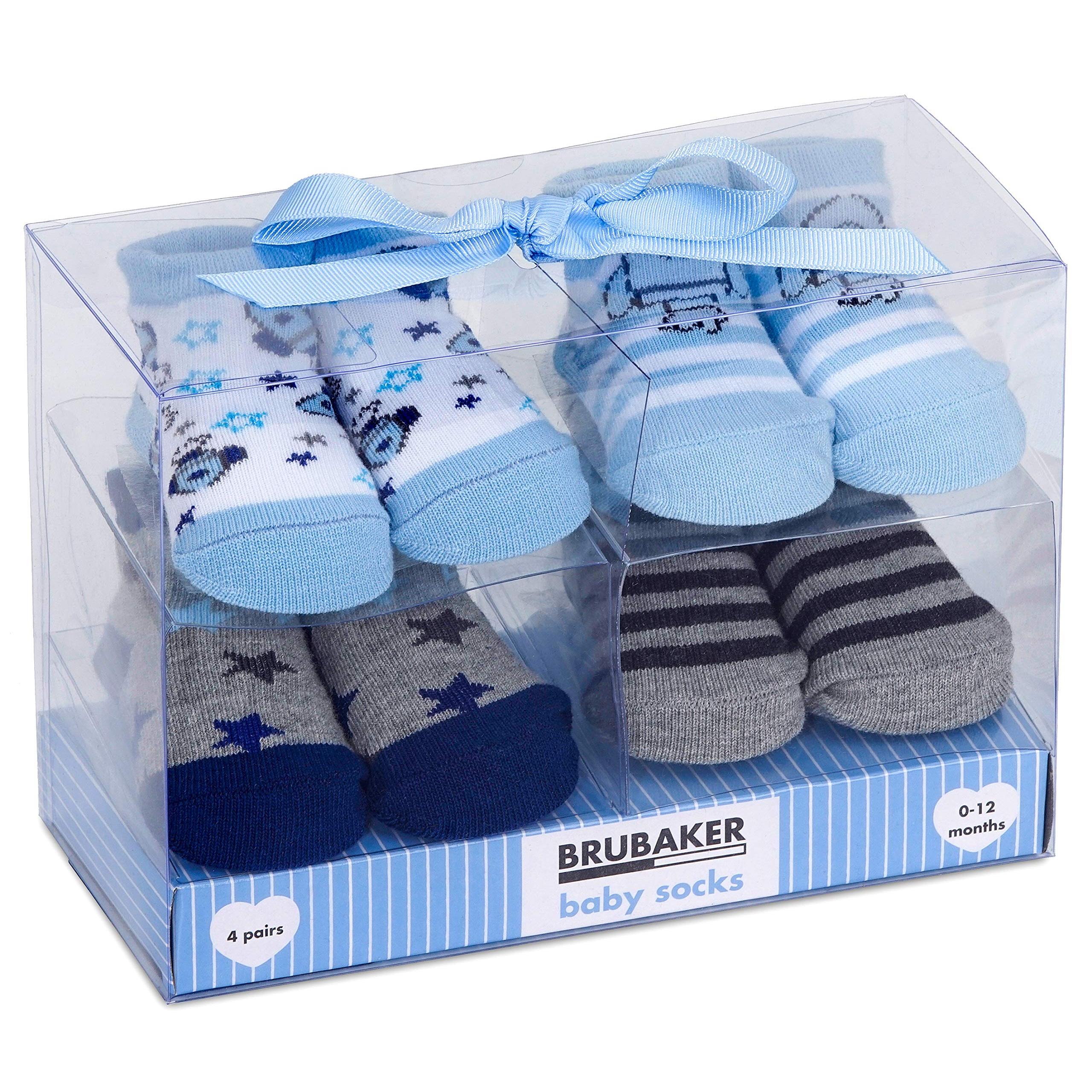 Image of Brubaker 4 Pairs Of Baby Boy Socks 0-12 Months - And Stars
