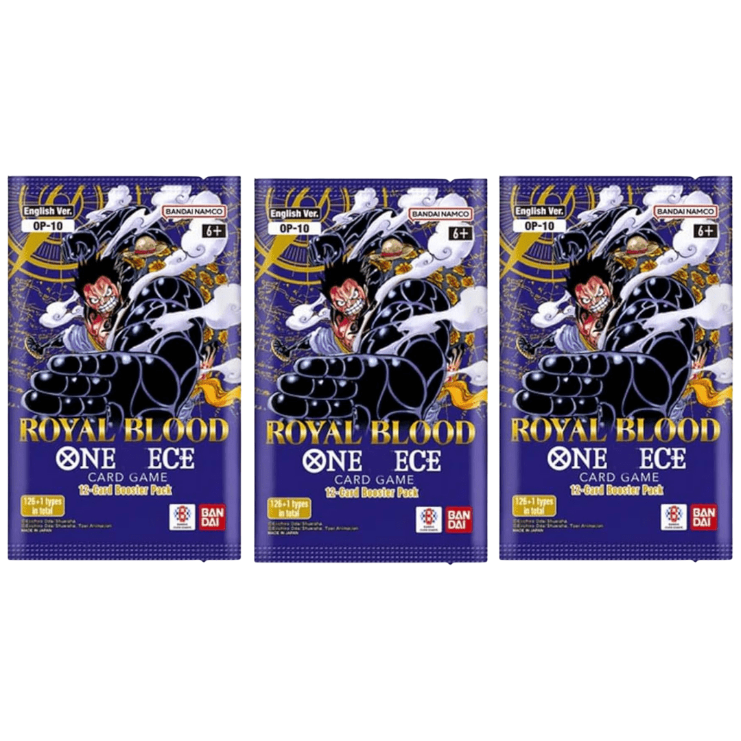 Image of 3 X Bandai 1 Piece Booster Packs – Royal Blood (op-10) – English Version