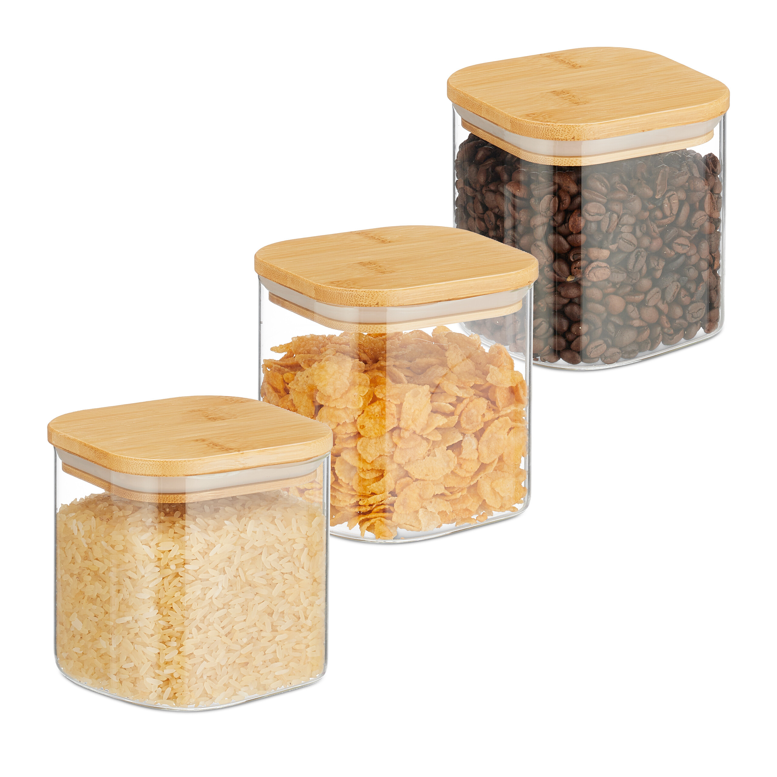 Image of 3 X Storage Jars In Transparent/natural - 600 Ml