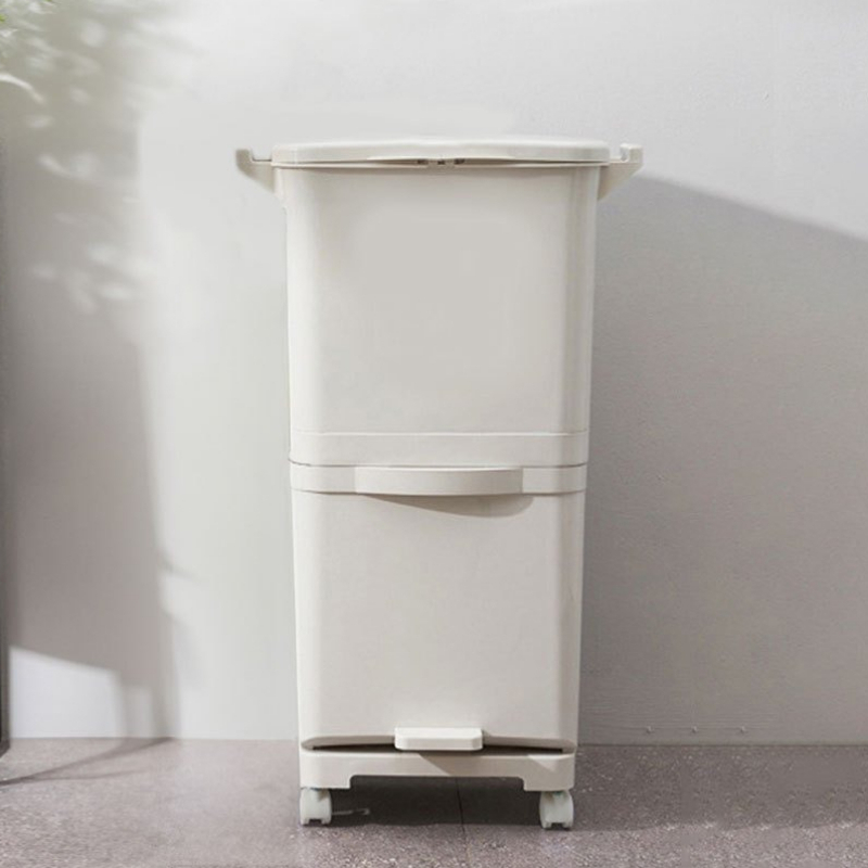 38l Large Kitchen Recycling Bin Waste Bin 2 Tier Dry Wet Rubbish Conatiner Mobile Trash Can Home Office