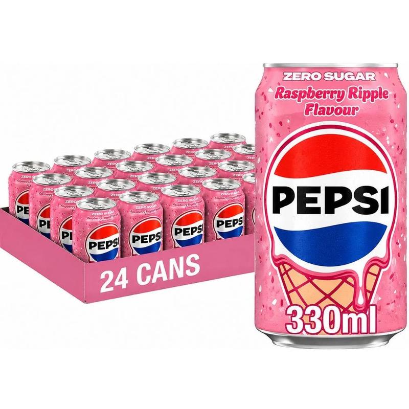 TEMU Raspberry Ripple Flavour 0 Sugar Soft Drink, Pack Of 24 X 330ml - Refreshing Raspberry Fizz