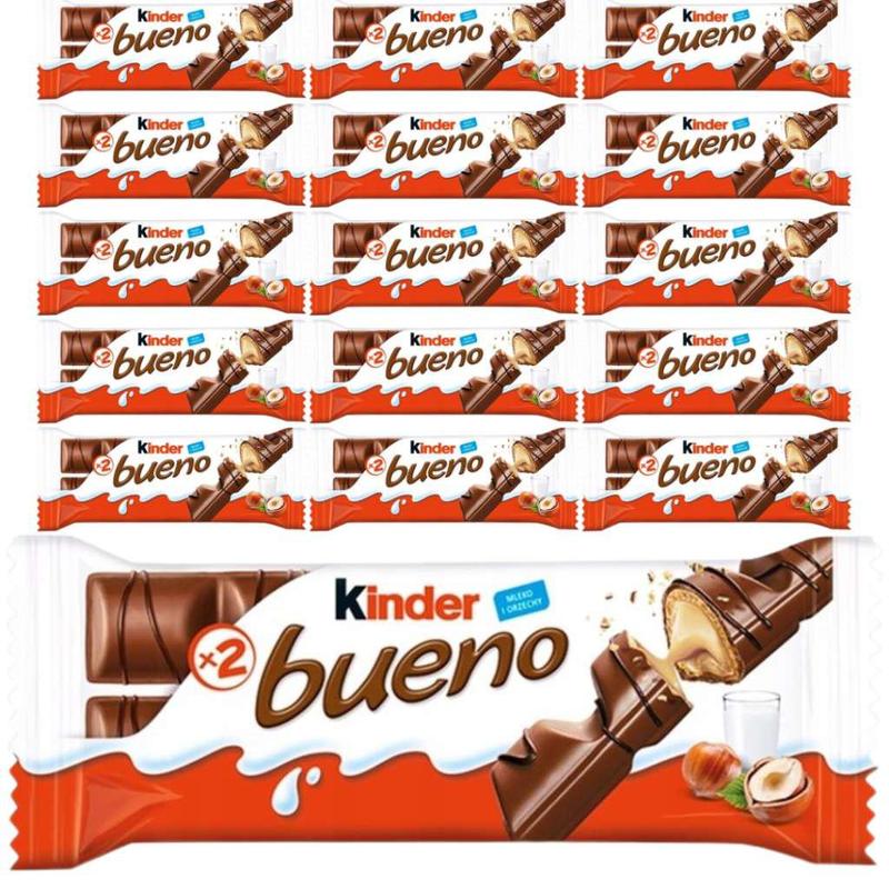 Image of Kinder Bueno Waffle In Milk Chocolate Filled With Milk-hazelnut Filling 43 G (2 Pieces) X 15 Pieces
