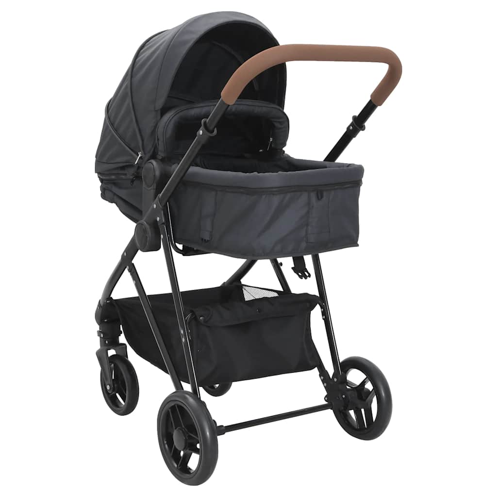 Twee-in-één Babywagen, Antracietgrijs en Zwart, Staal, Babywagen