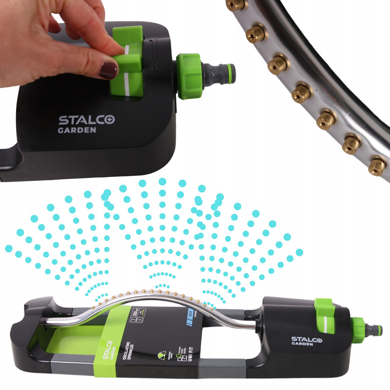 Image of Oscillating Swing Garden Sprinkler With 17 Nozzles, Adjustable Coverage Up To 280m2