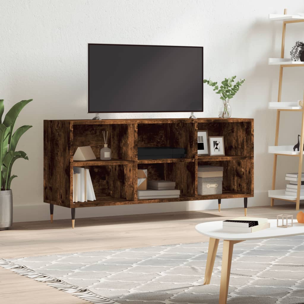 Vidaxl Tv Cabinet, Tv Cabinet With Of Storage Space, Tv Table For Living Room, Lowboard Sideboard Tv Stand Tv Device, Smoked Oak Wood Material