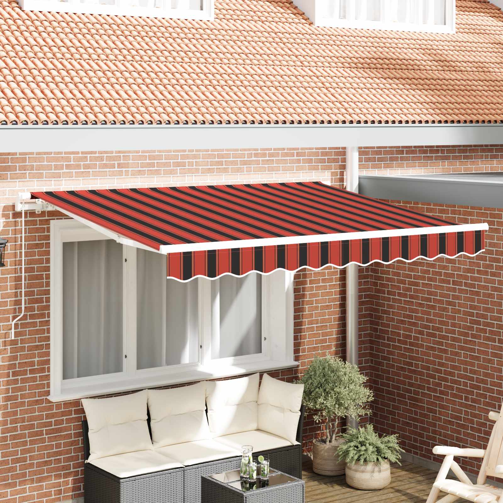 Image of Replacement Canopy For Awning 2.5x2 M, Patio Awning Replacement With Valance, Outer Fabric 100% Polyester, And Easy To Clean