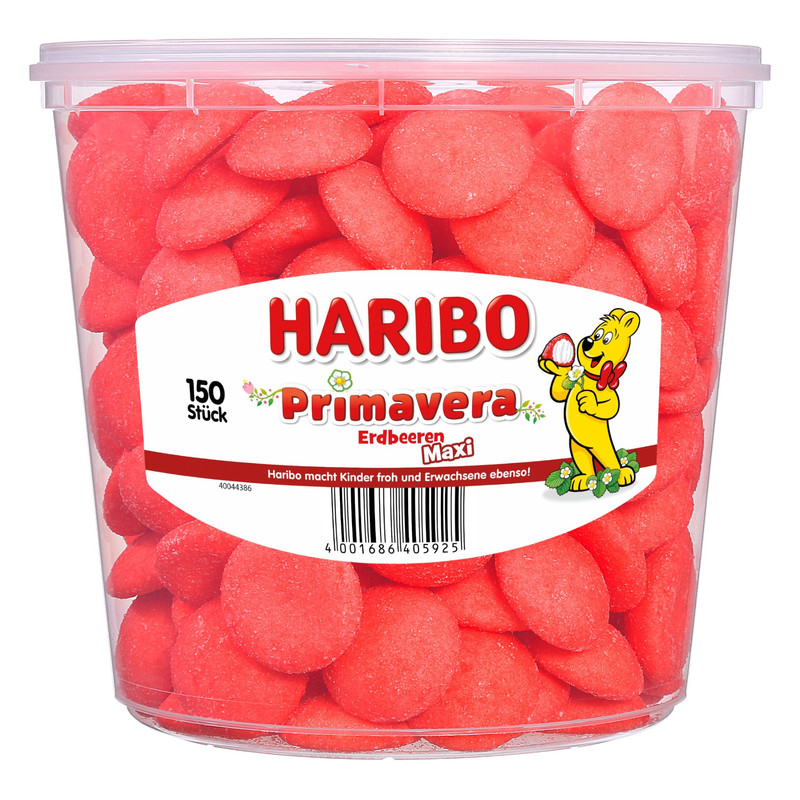 Image of Haribo Strawberries Primavera Maxi 150 Pieces 1050 G | Strawberry Fruit Gummies | Strawberry Fruit Gummy Candy | Fruit Gummy Pack For Parties And Stocking Up