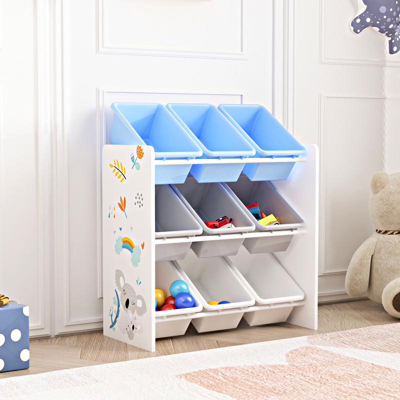 Children's Shelf 'muxía' With 9 Storage Bins, 60 X 62 X 26.5 Cm