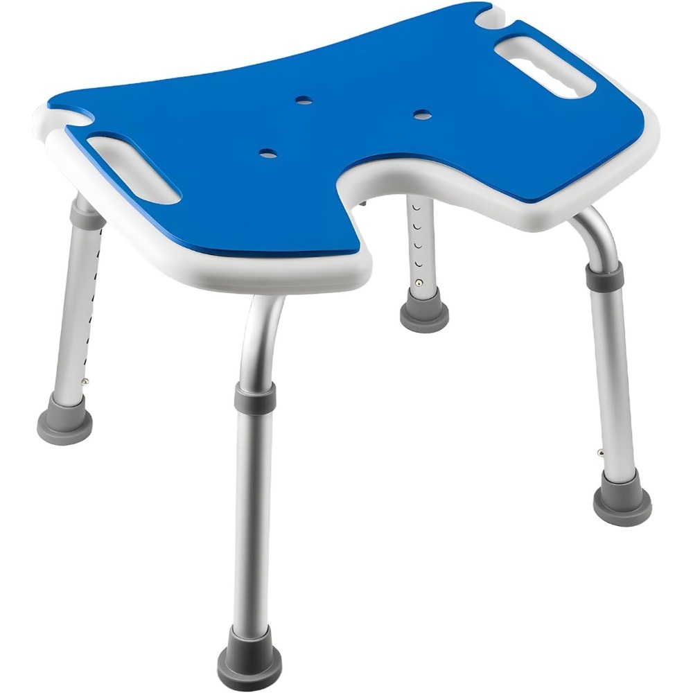 E-shop Höhenverstellbarer Duschhocker mit Hygieneausschnitt Griffen Badhocker 37 51 cm Leichter Duschsitz