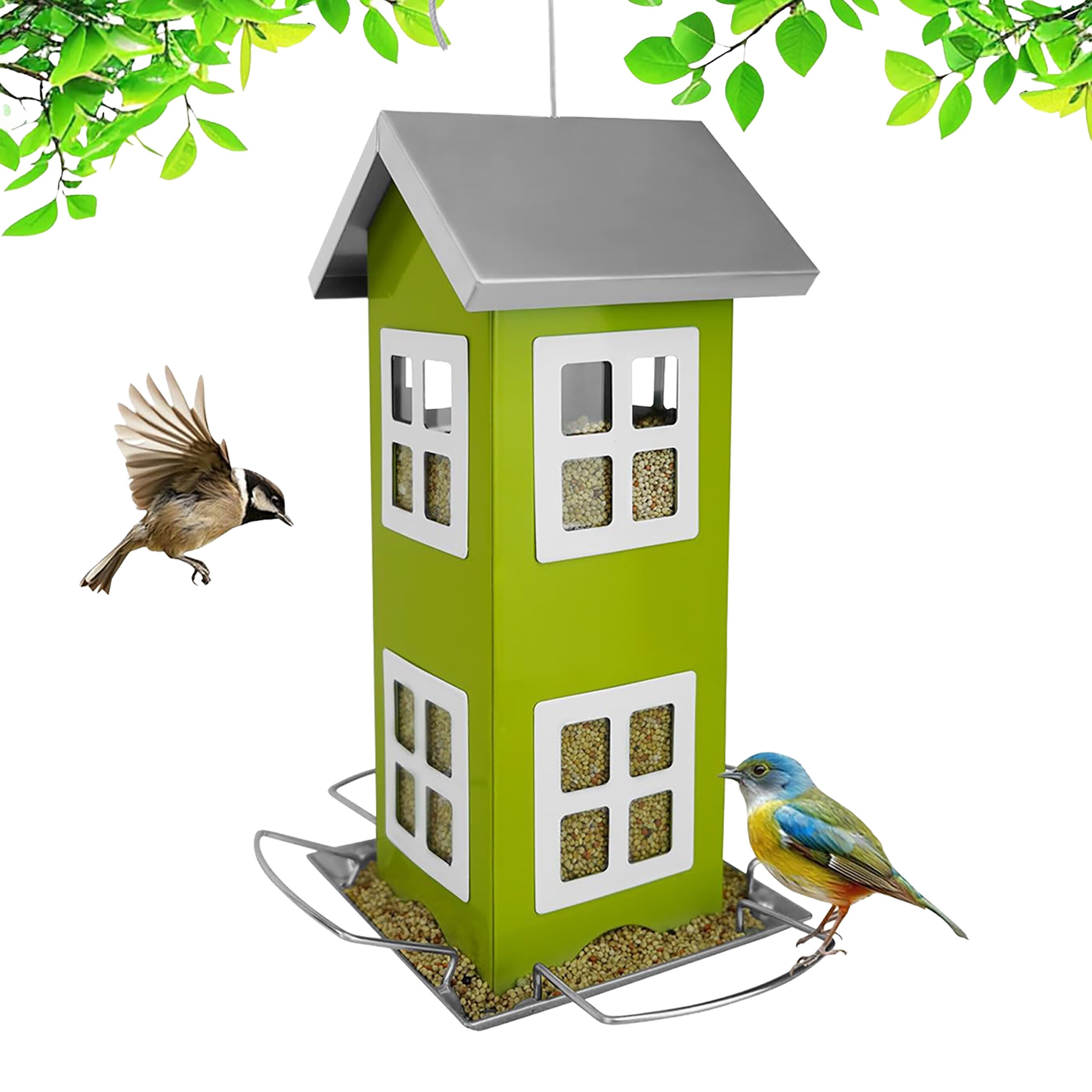 Image of Green Birdhouse - (w)12 X (h)26 X (d)12 Cm