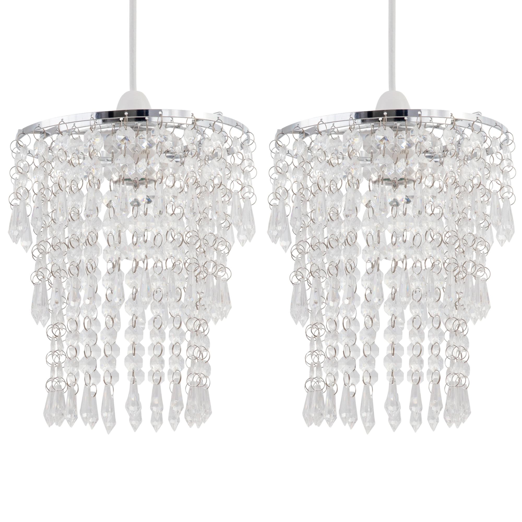 TEMU Set Of 2 Clear Jewel Tiered Light Shades