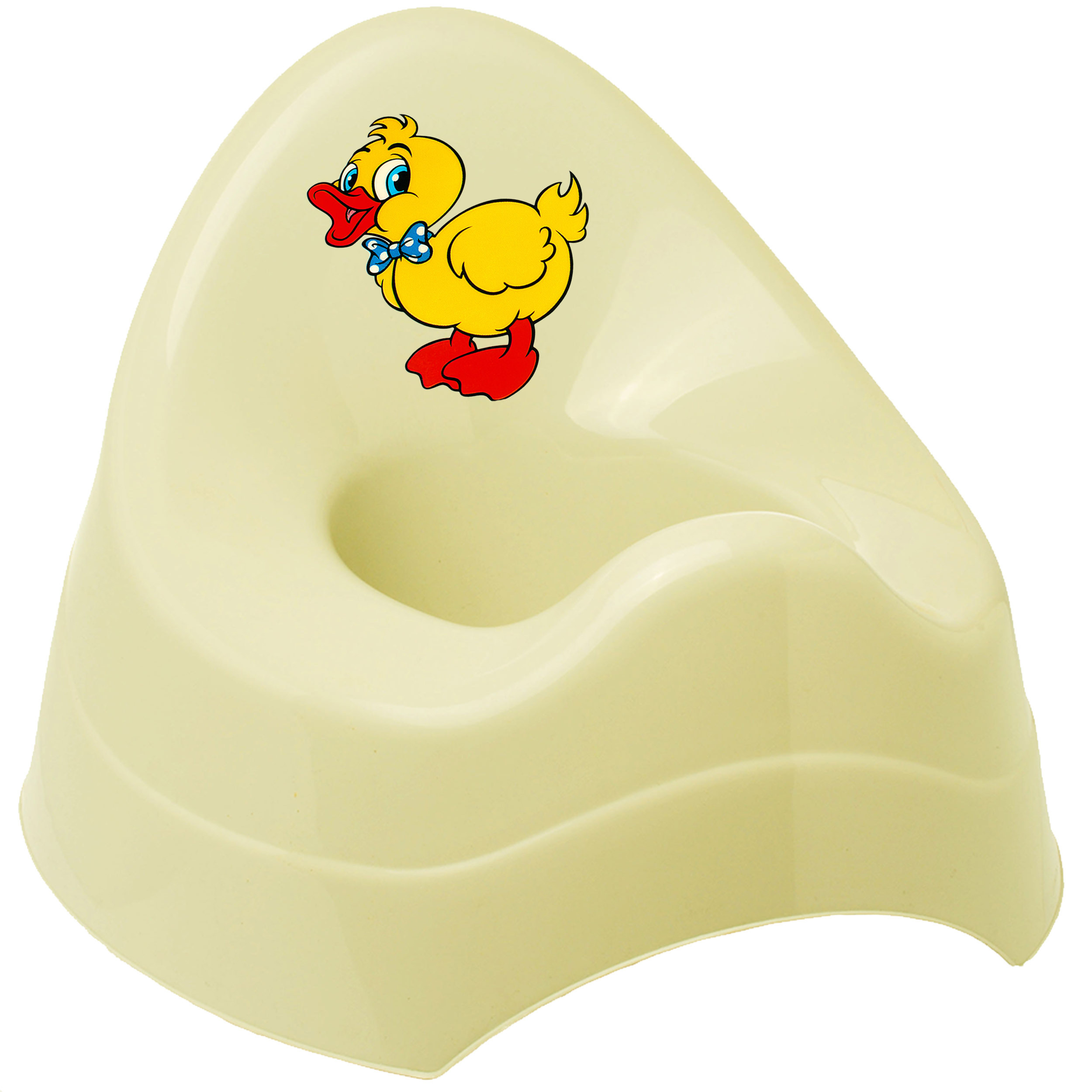 Image of Potty / Night Pot / Baby Potty - Beige - Cream _ Animals - Duck _ Bieco - With Large Backrest + Splash Guard - Baby Potty / Children's Potty / Training Potty - Toilet