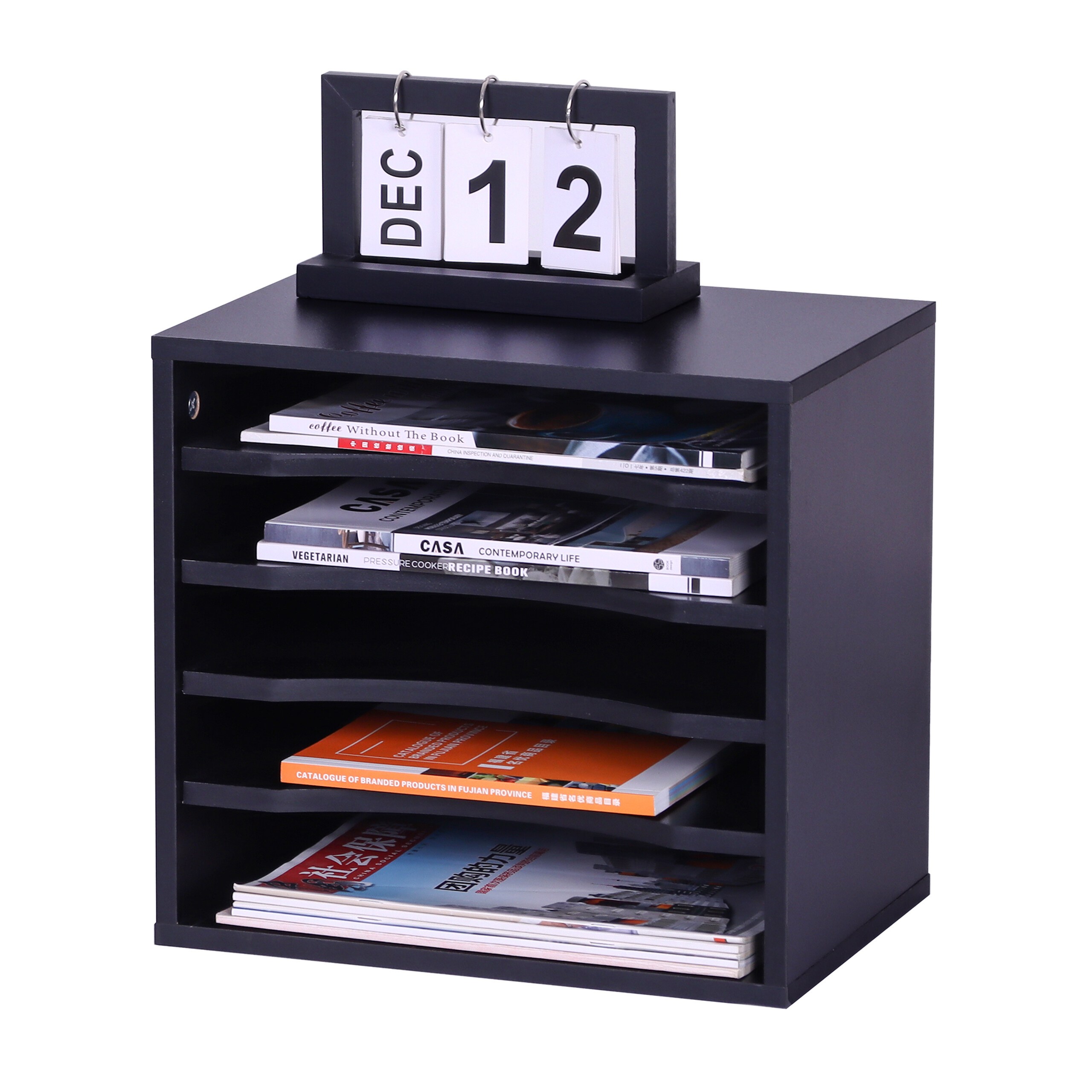 Black Document Organizer - (w)35.5 X (h)33 X (d)25 Cm