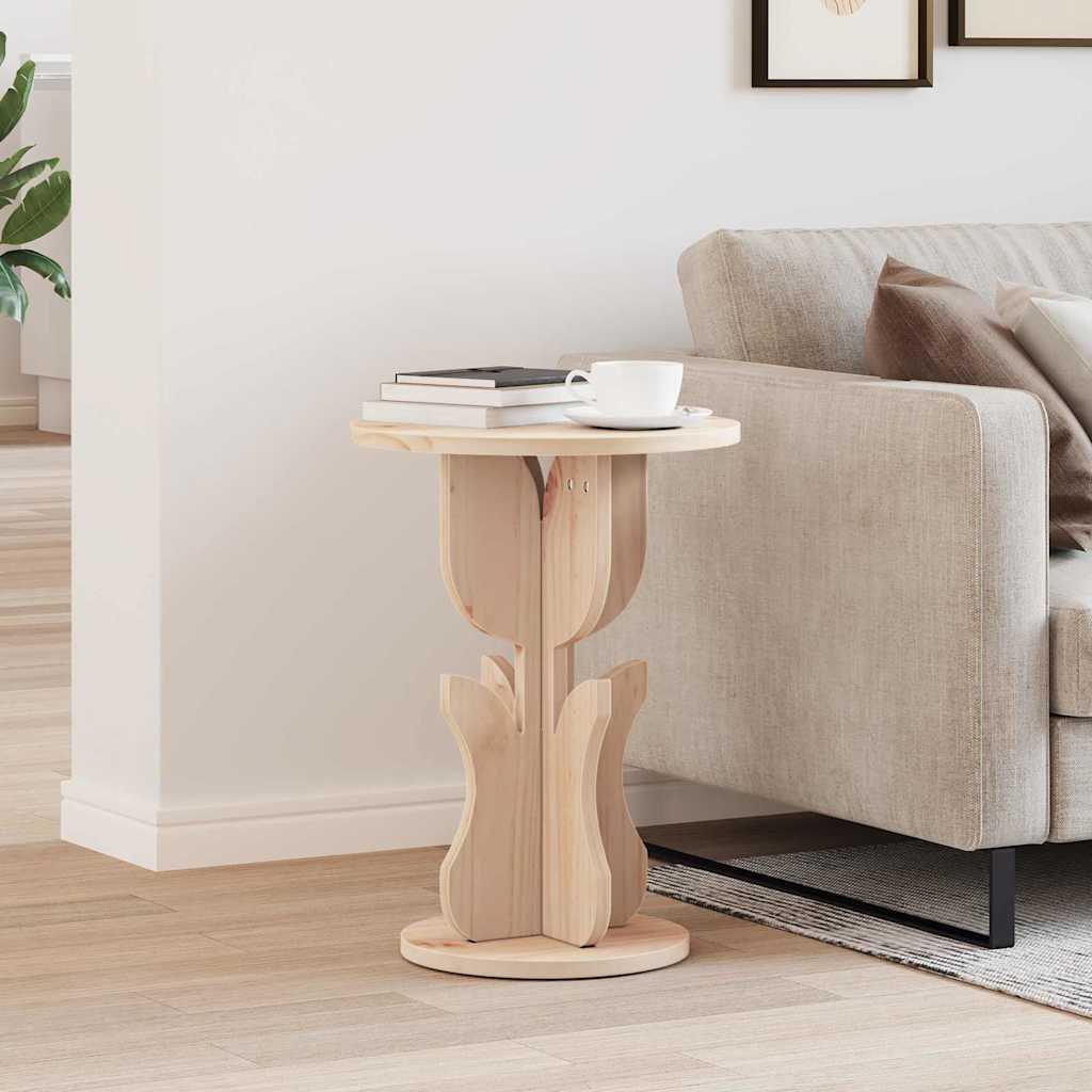 Vidaxl Coffee Table Natural 39.5 X 39.5 X 53.5 Cm Solid Pine Wood, Living Room, Round, Rustic Coffee Table, Pine Wood Accent, Interior Decor, Compact Beige Tone