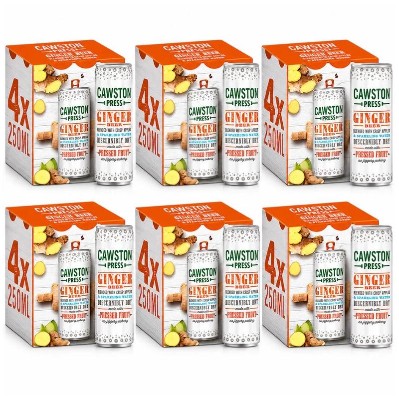 TEMU Cawston Press Sparkling Ginger Beer Drink 250ml, Pack Of 24 (6x4pk) – Pressed & Sparkling Water