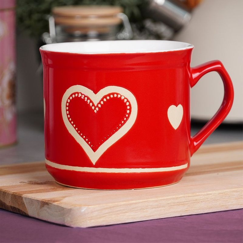 Image of Heart-shaped Ceramic Mug, 650 Ml