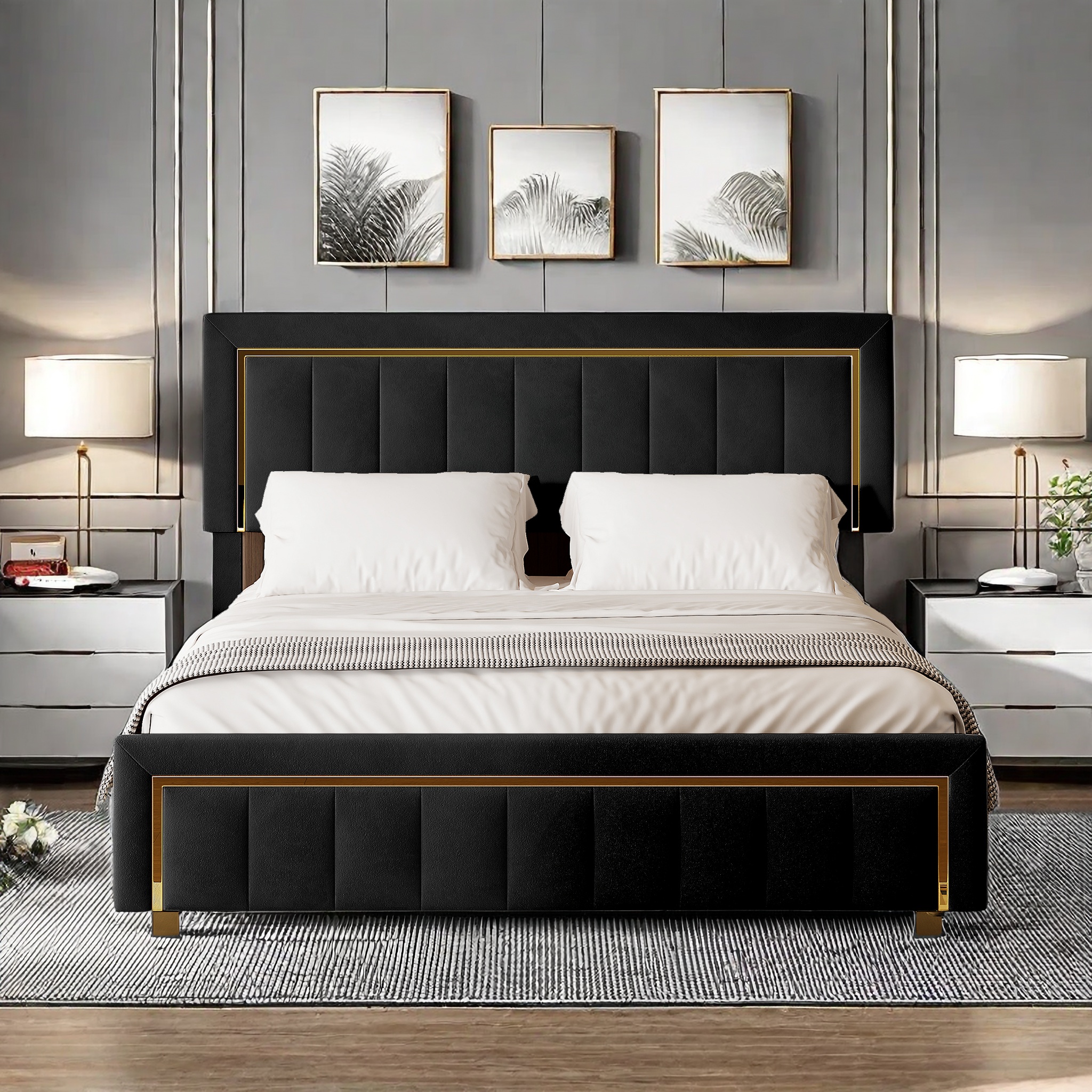 Double Storage Bed With Gas Rod, Storage Function, Quick Assembly, Velvet, Metal Bed Frame, Modern, Suitable For Adults And Bedrooms. 2wv4xz Mattress Not Included. Zxv