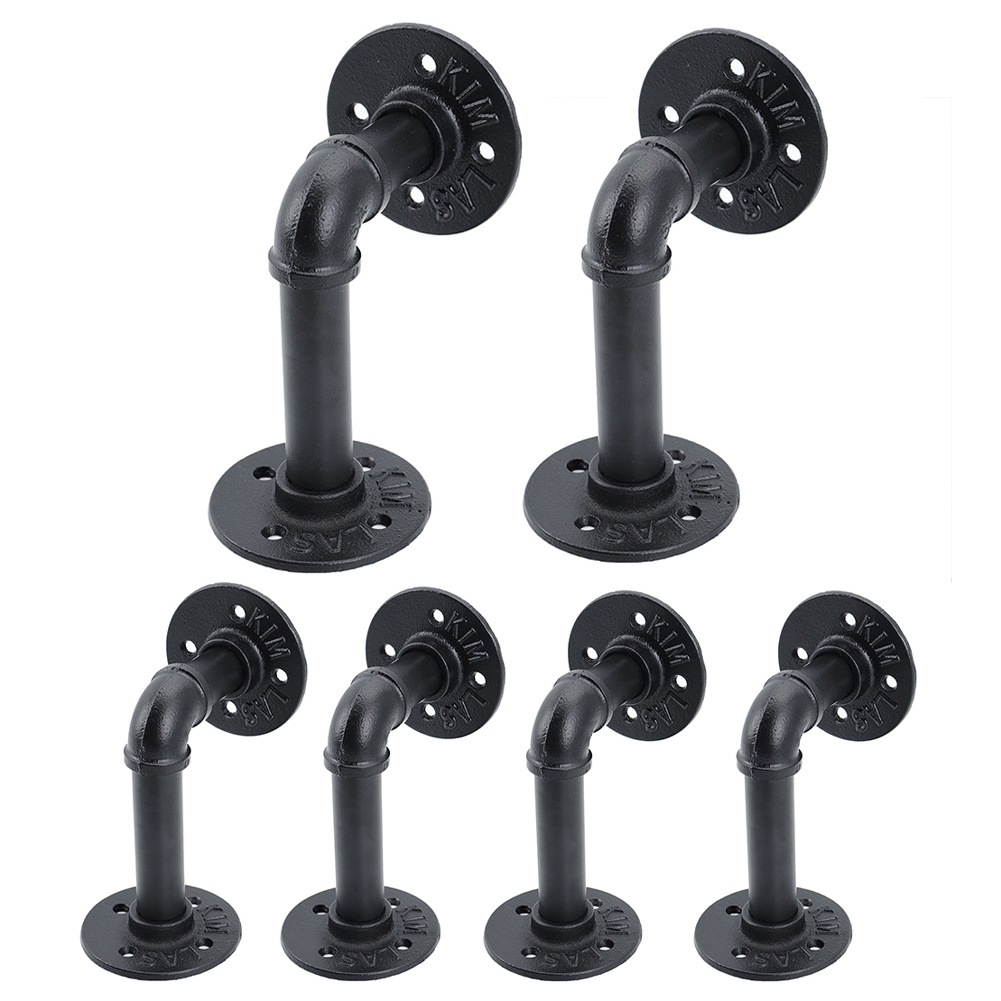 TEMU 2pcs Pipe Shelf Brackets Industrial Iron Rustic Wall Floating Shelves Supports, Metal Pipe Shelf Brackets, Black Floating Pipe Brackets, Heavy
