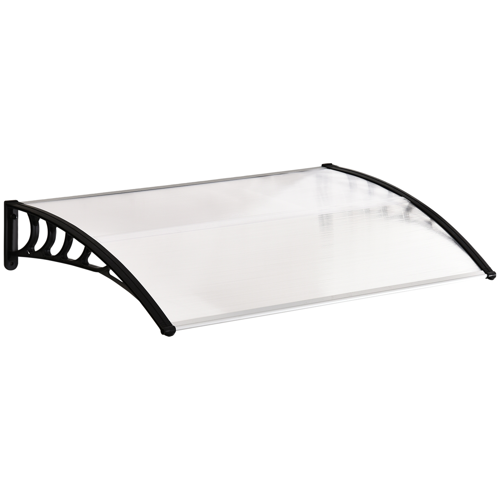 TEMU Outsunny Auvent de porte d'entrée toit marquise en polycarbonate protection contre pluie neige UV, marquise de porte et fenêtres 0, 9 x 1, 5 m,