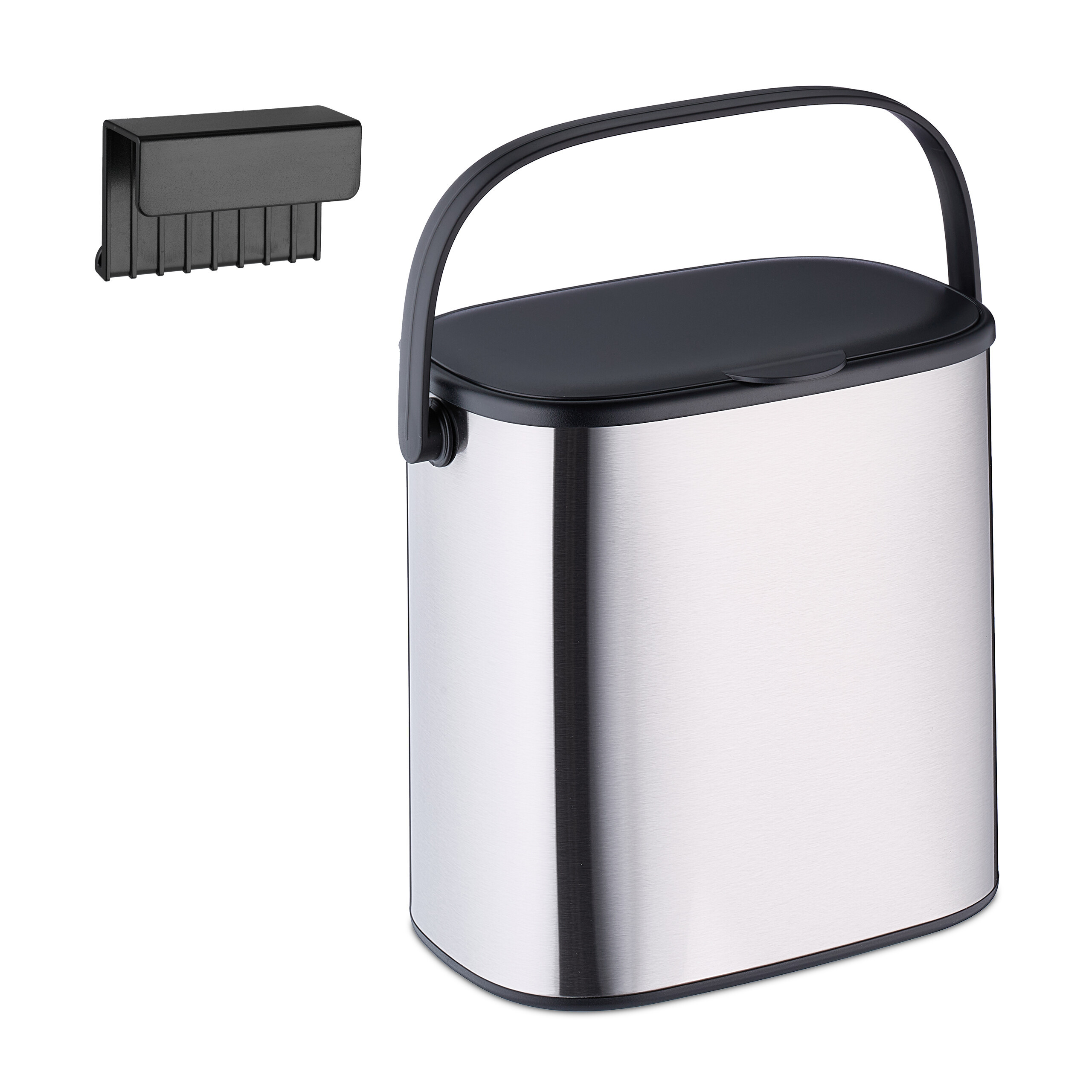 Trash Can In Silver/black - 5l