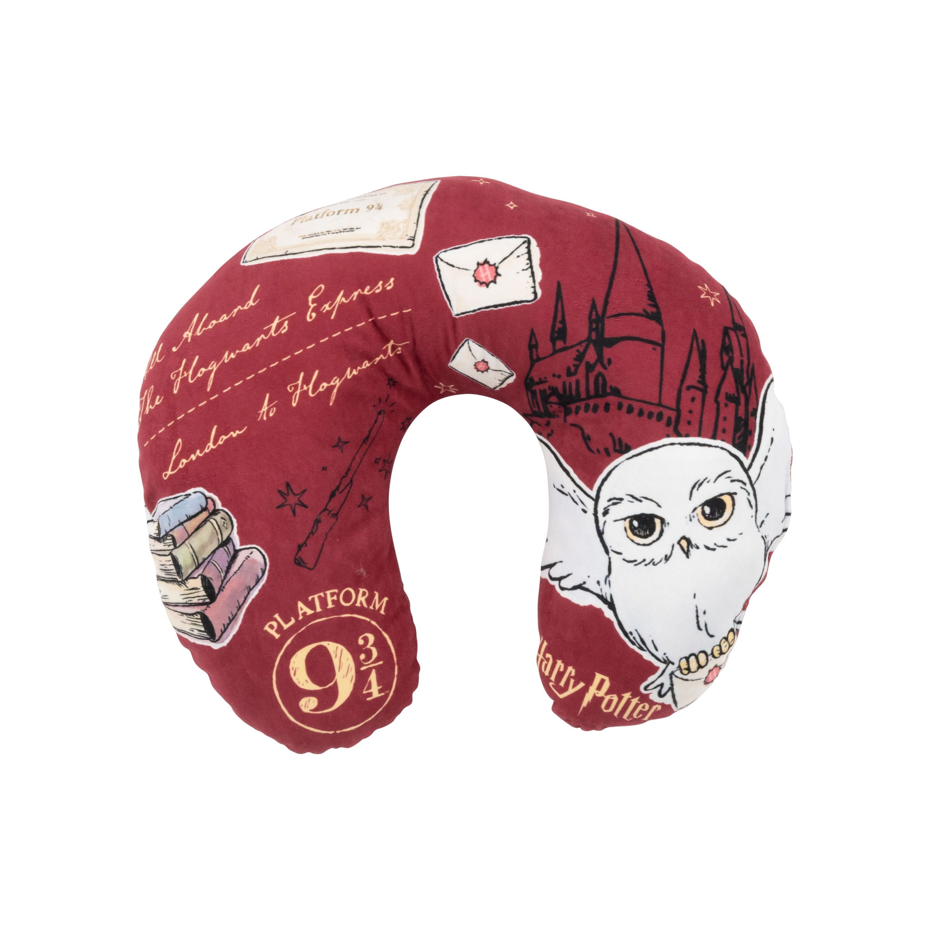 Image of - Hedwig Owl Travel Pillow Comfortable Travel Pillow Neck Bolster Car Airplane Red