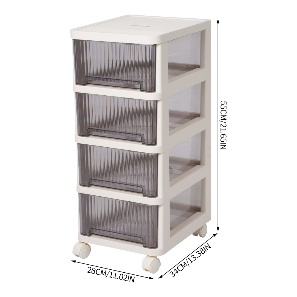 4 Layers Plastic Storage Drawers on Wheels
