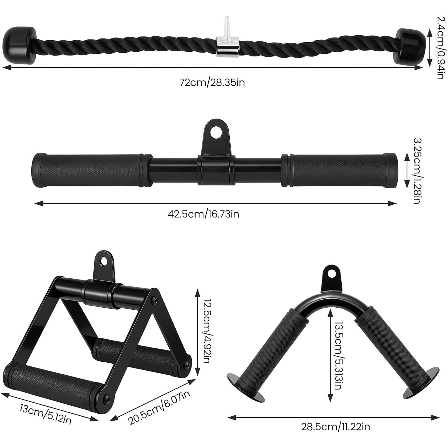 4pcs LAT Pull Attachments Set for Strength Training & Home Gym Workouts