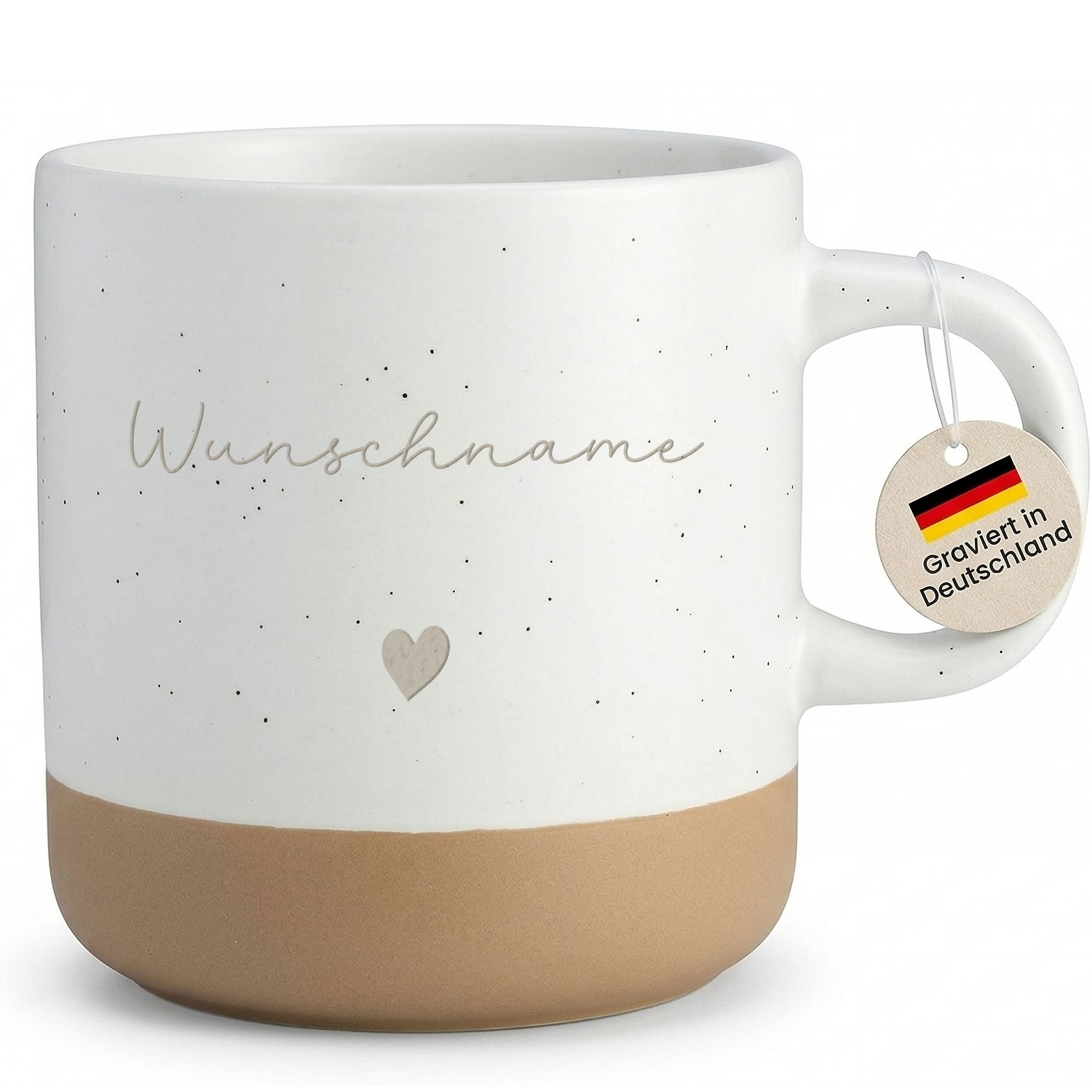Image of Personalized Coffee Mug With Name Engraving Individual Cup For Person For Mother's Day, Father's Day For & Couples Stoneware - Handle On The Left