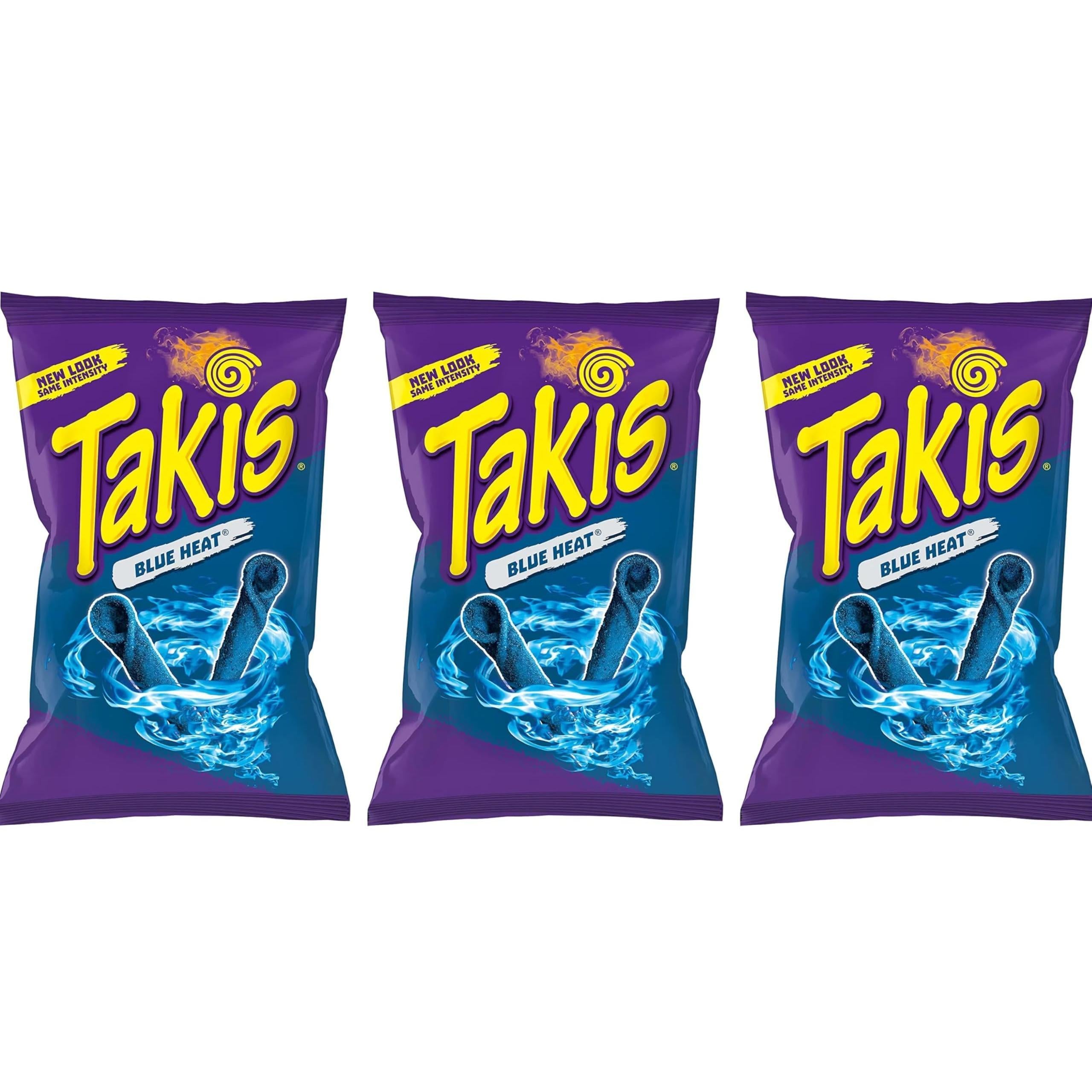 Image of 3x Takis Blue Heat Tortilla Chips | 100g | Blue Hot Chili Pepper Flavor | Limited Us Snack With Spicy Crunch