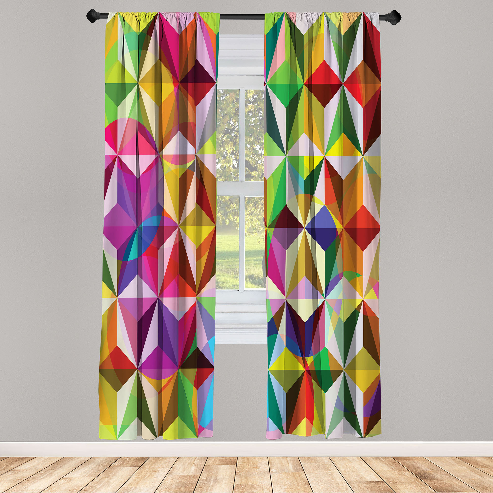 2 Panel Curtain Set With Rod Pocket For Living Room Bedroom, Lightweight & Semi-sheer, Soft Microfiber Fabric, Art Digital Printing