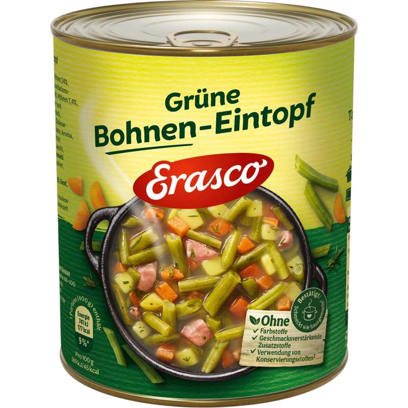 Image of Erasco Green Bean Stew 800g | Ready-to-eat Dish With Green Beans | Canned Soup Stew | Meal For Quick Cooking And Everyday Use