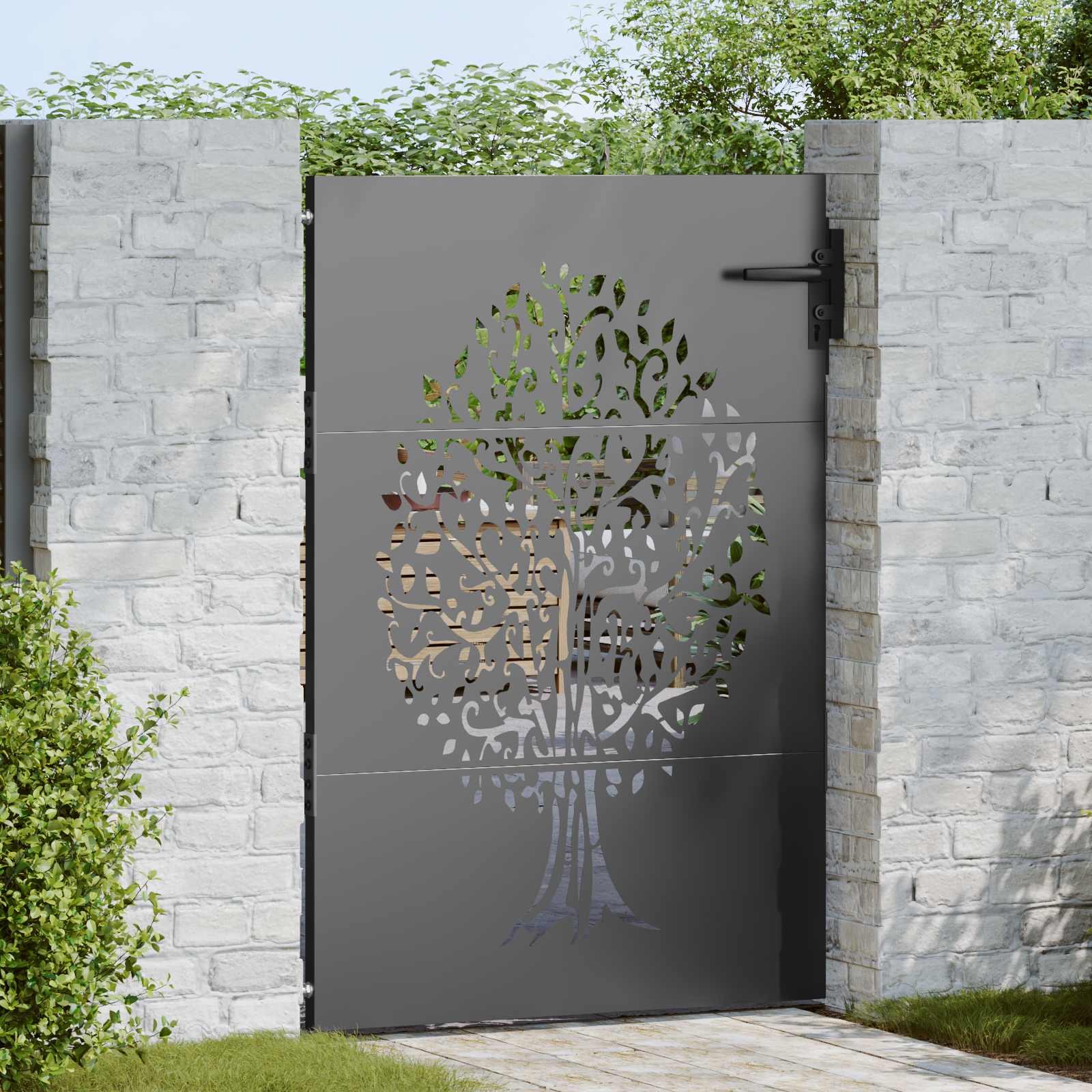 Garden Gate 85 X 125 Cm Coated Steel Lockable, Garden And Patio Gate, Rectangular, , Durable, Stylish Barrier