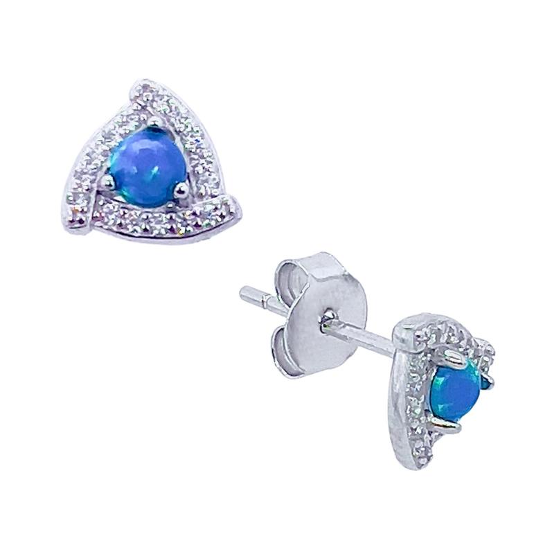 Delicate Silver Earrings With Blue Stone, Studs, 925 Sterling Silver