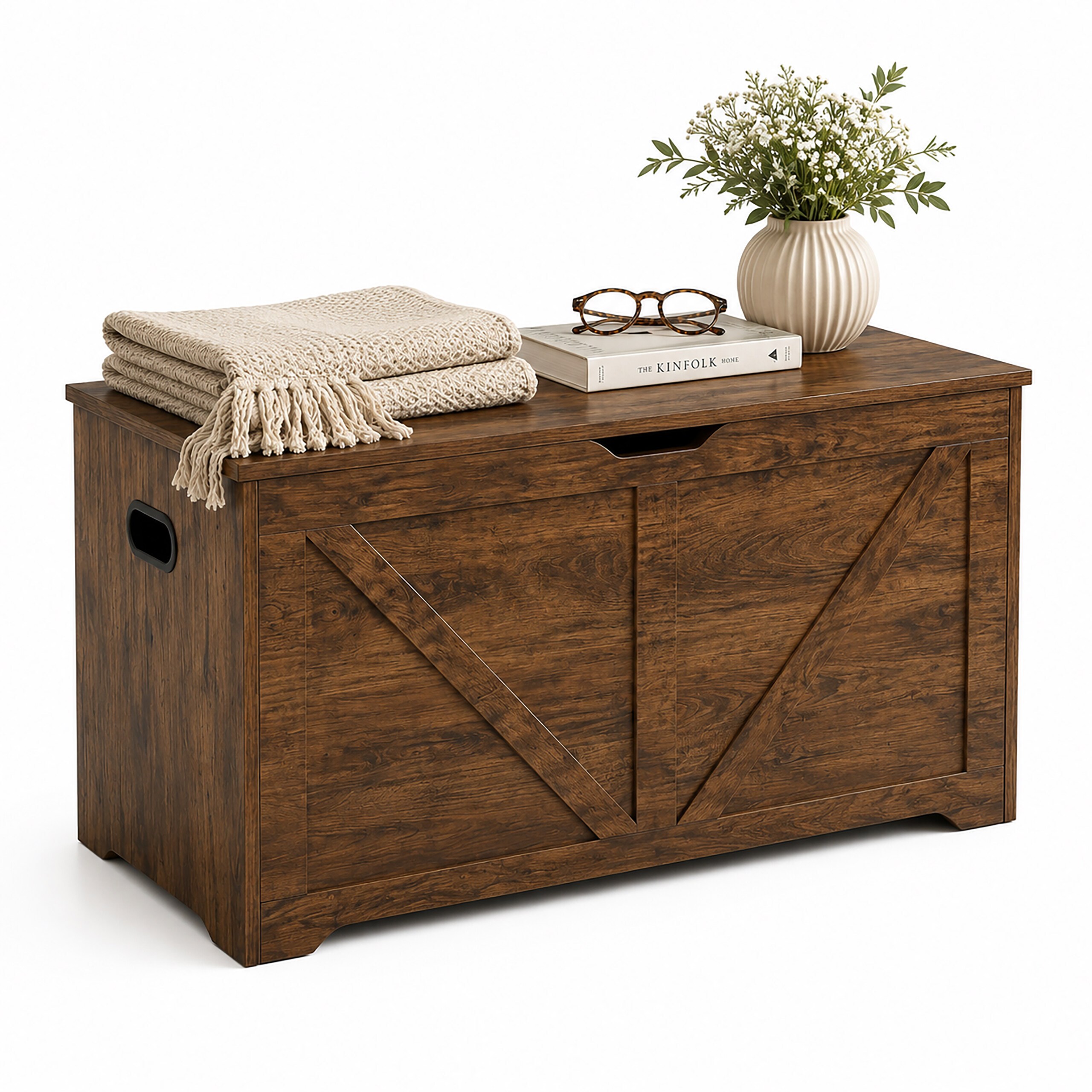 Image of Storage Bench, , 46 X 100 X 40 Cm, , 2 Safety Hinges With , 100 Kg Load Capacity, For Hallway, Living Room And Bedroom, Chest Bench, Storage Chest, Wardrobe Bench, Relaxdays