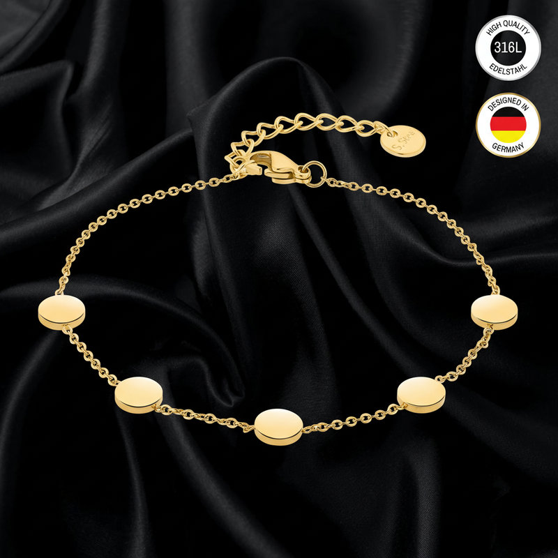 Bracelet For Women - Golden Colored - With Round Discs - Waterproof