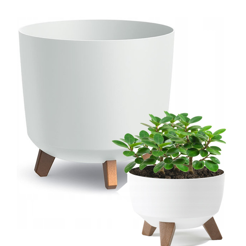 Doniczka Protective Cover With Drainage On Legs 30cm Tube White Bowl