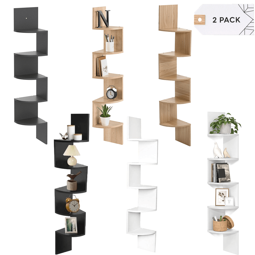 TEMU 2pcs Wall Corner Shelf Tier Wooden Floating Shelves, Tiered Wall Storage Rack, Bookcase Wall Organizer For Bedroom, Bathroom, Kitchen, Office,