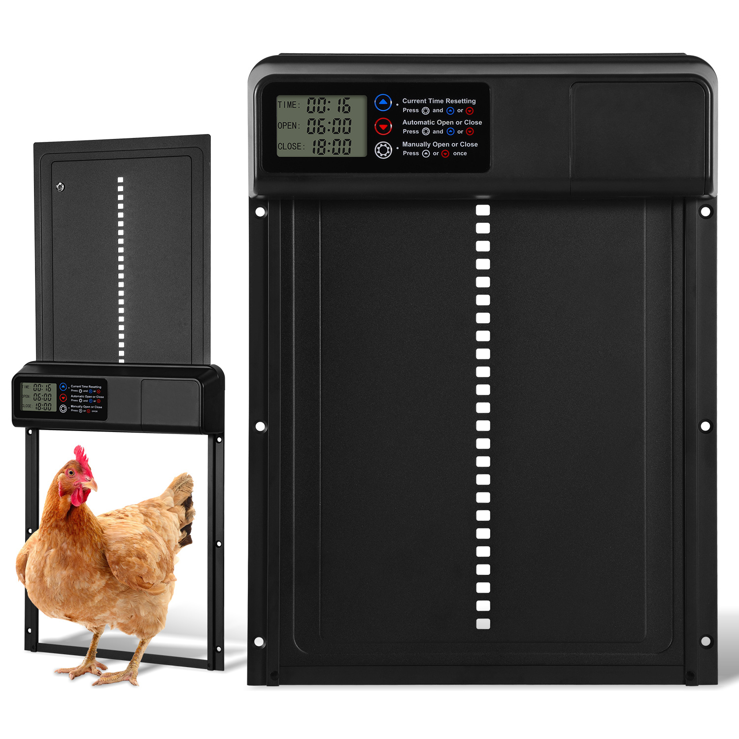 

Automatic Chicken Cage With Timer, Lcd Display, And Anti-pinch Aluminum Design - Poultry Door (batteries Not Included), Chicken Cage Door, Poultry Door