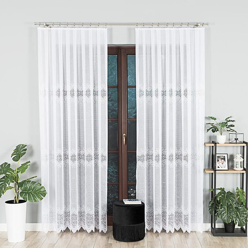 Jacquard Curtain 300x250 Cm White – Elegant