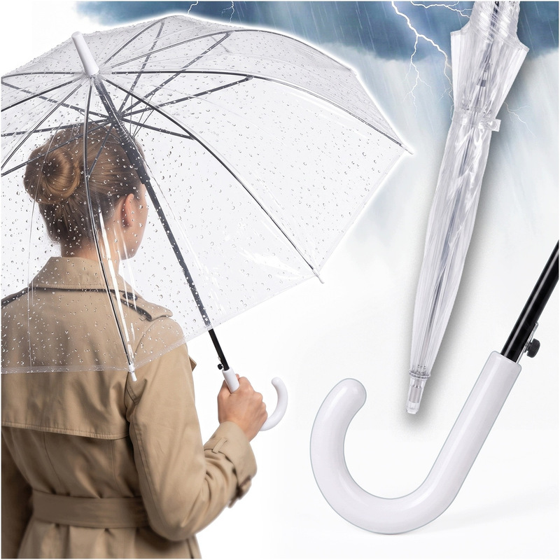 TEMU Transparent Semi-automatic Umbrella For Weddings And Formal Events, An Elegant Rain Accessory Combining Stylish With Practical Use, Strong And
