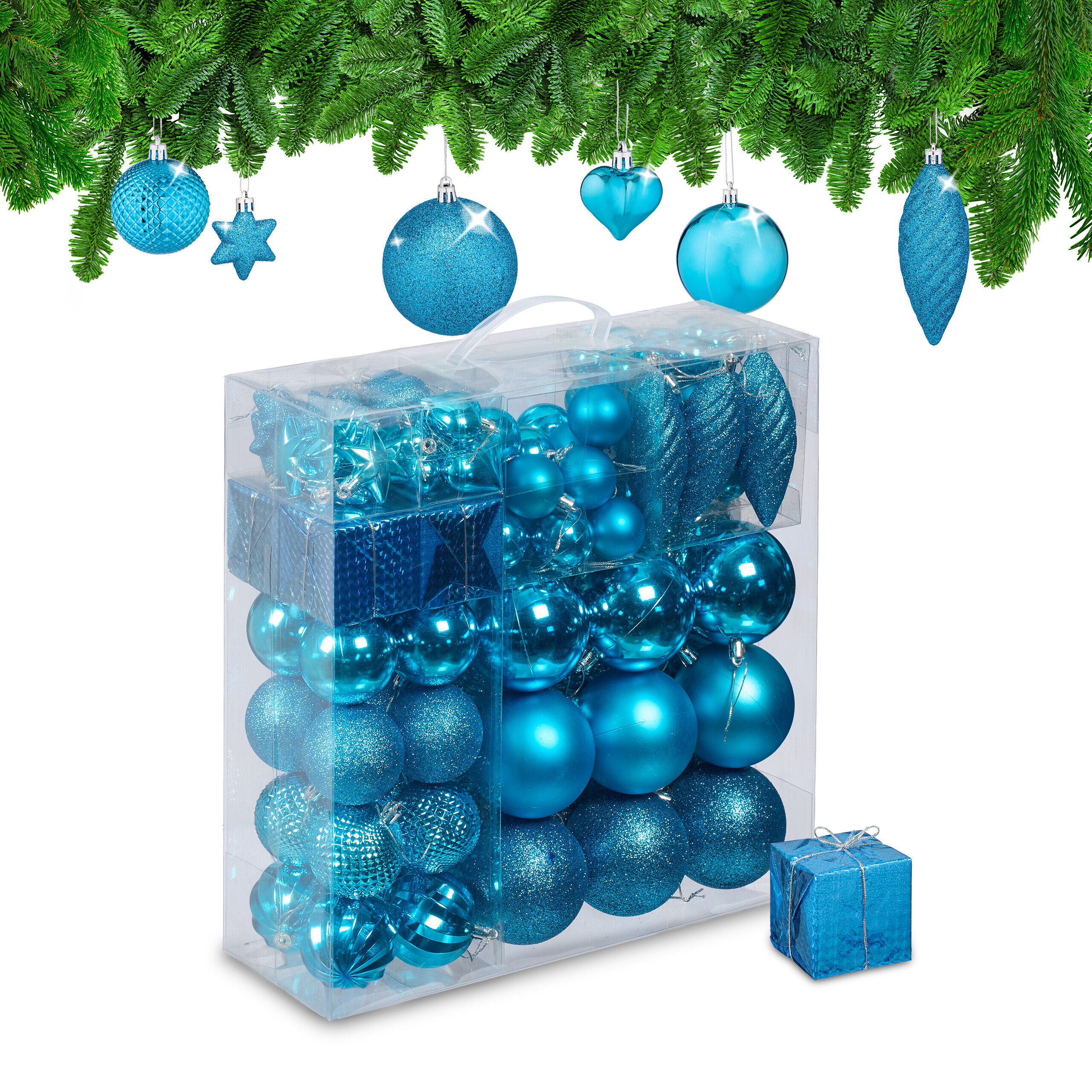 110pcs Christmas Ornament Set In Petrol