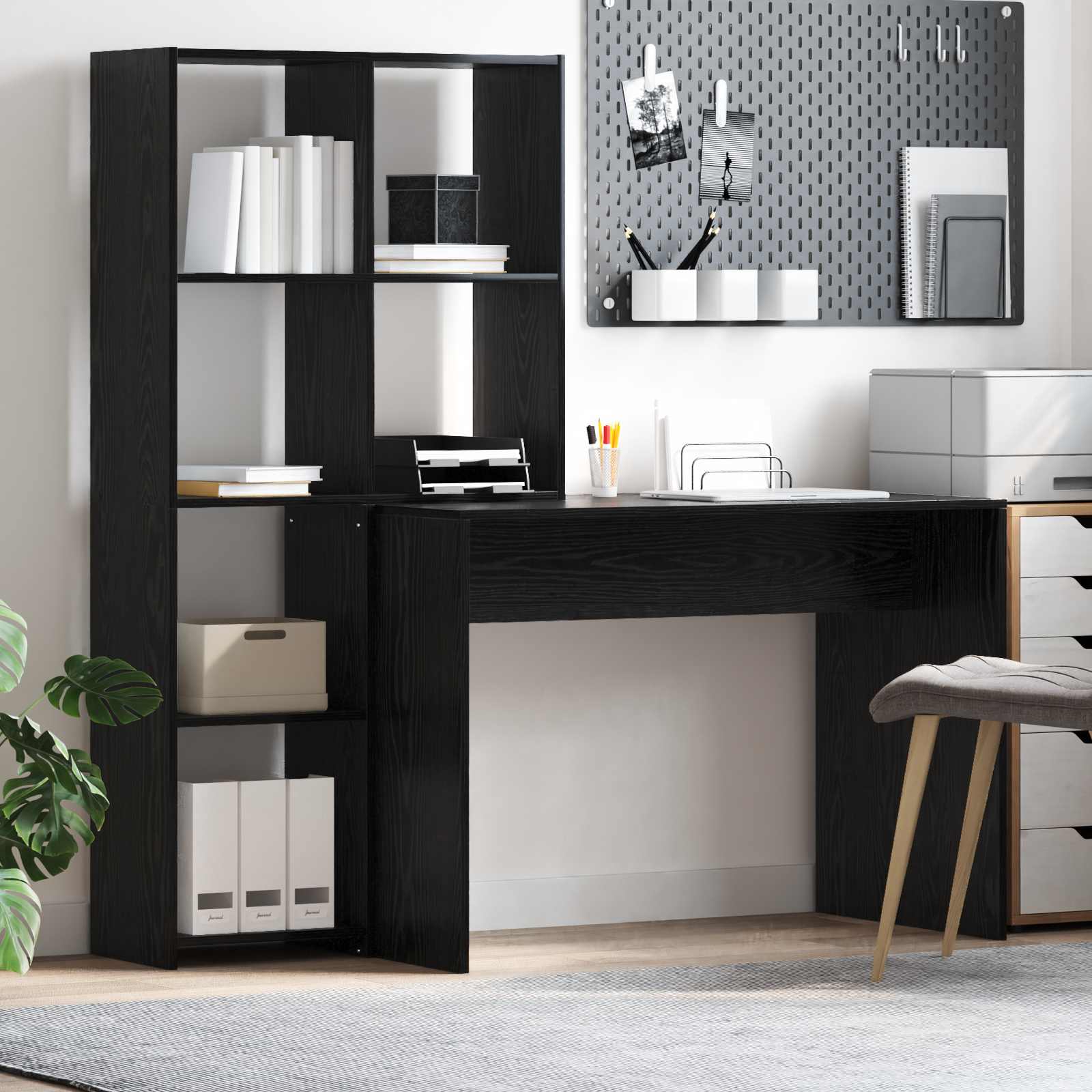Image of Desk With Shelf Optic 138.5 X 55 X 143 Cm, Home Office, Modern Desk, Practical , Table, Compact Furniture For Students