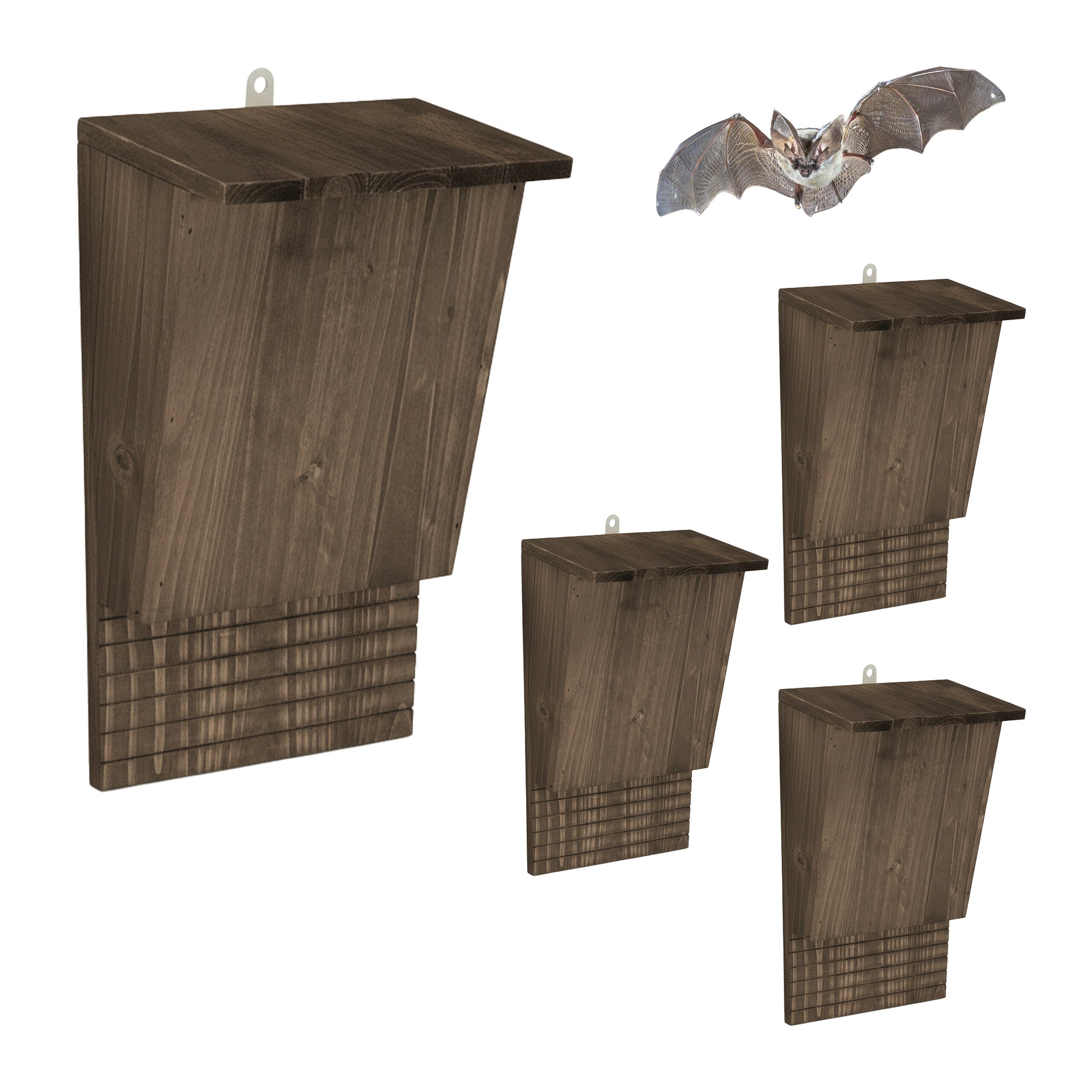 4 X Brown Bat Boxes - (w)22.5 X (h)34 X (d)12.5 Cm