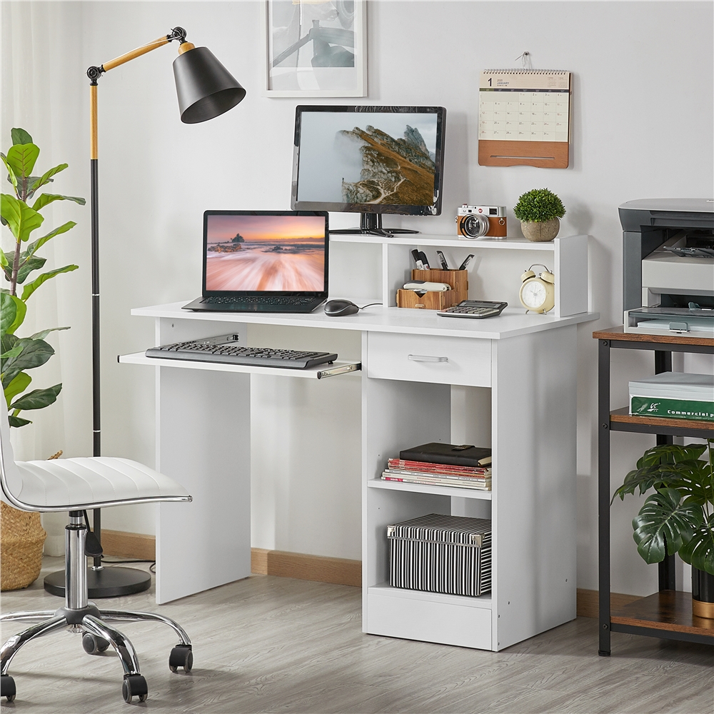 E-shop Costoffs Computertisch mit Schubladen & Verstellbarem Ablagefach & Tastaturablage Schreibtisch Arbeitstisch