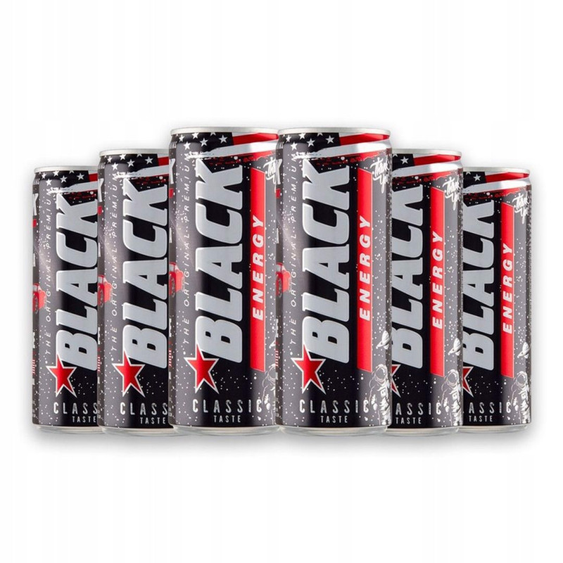 TEMU Black Energy Original Carbonated Energy Drink 250 Ml X 6pcs
