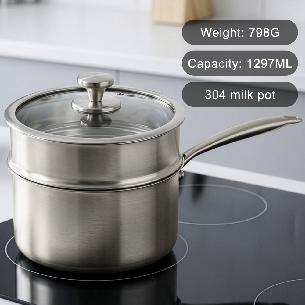 Stainless Steel Double Layer Steamer Pot with Glass Lid