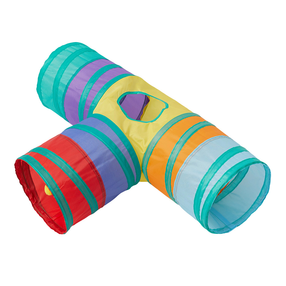 T-Shape Cat Tunnel with Hole and Hanging Ball