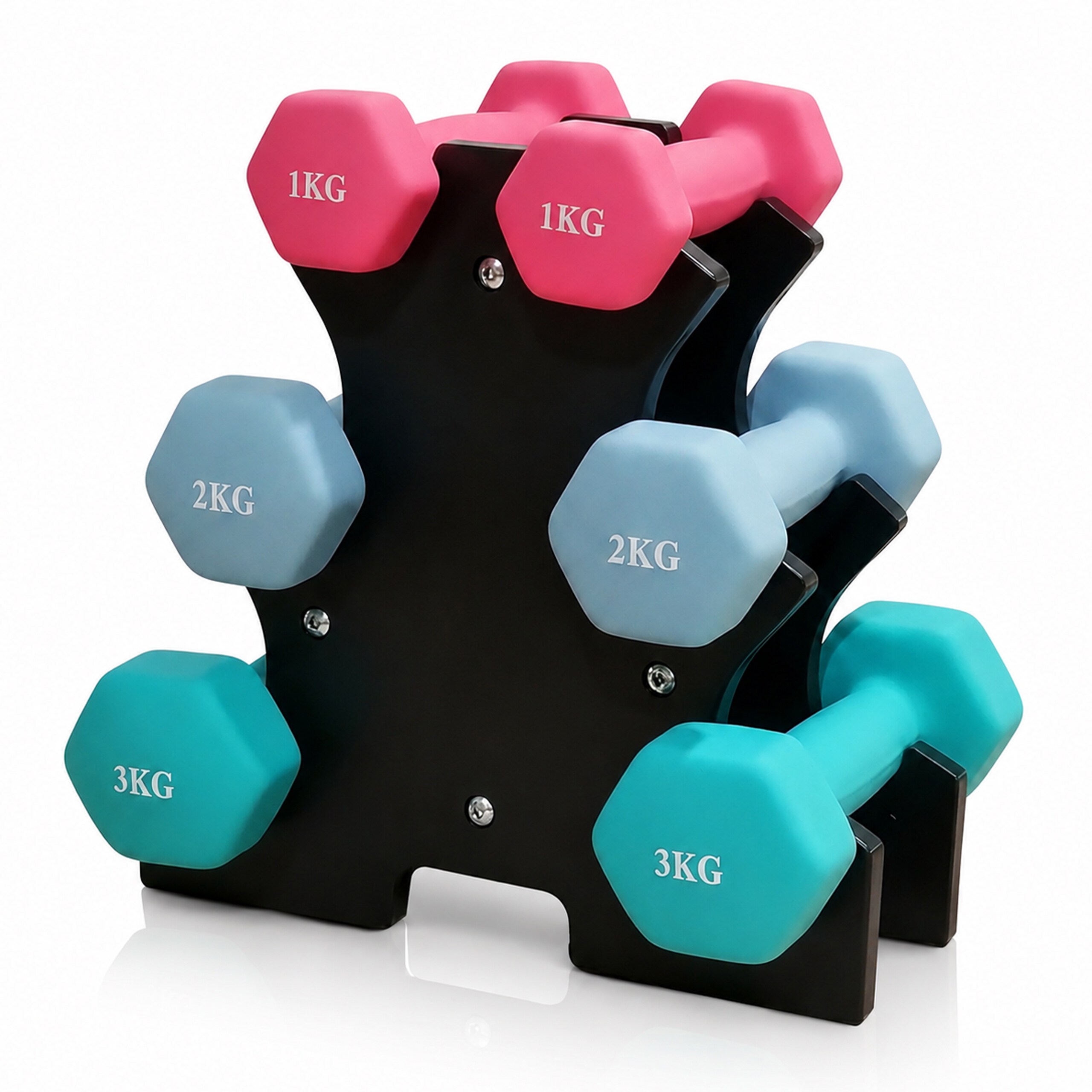 7-piece Multicolor Dumbbell Set - 1–3 Kg