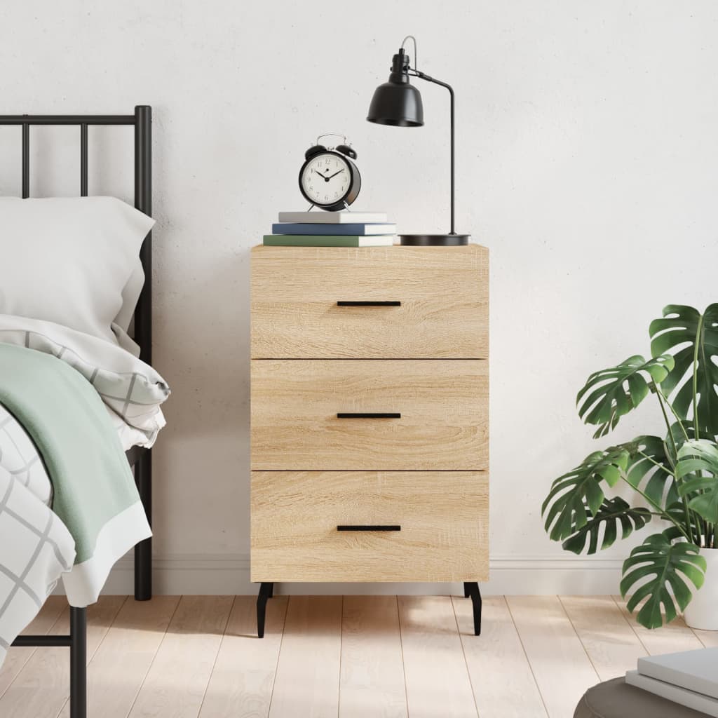 Image of Vidaxl Nightstand, Bedside Cabinet With Storage Space, Dresser For Bedroom, Nightstand Cabinet Side Table Storage Night Box, Black Wood Material